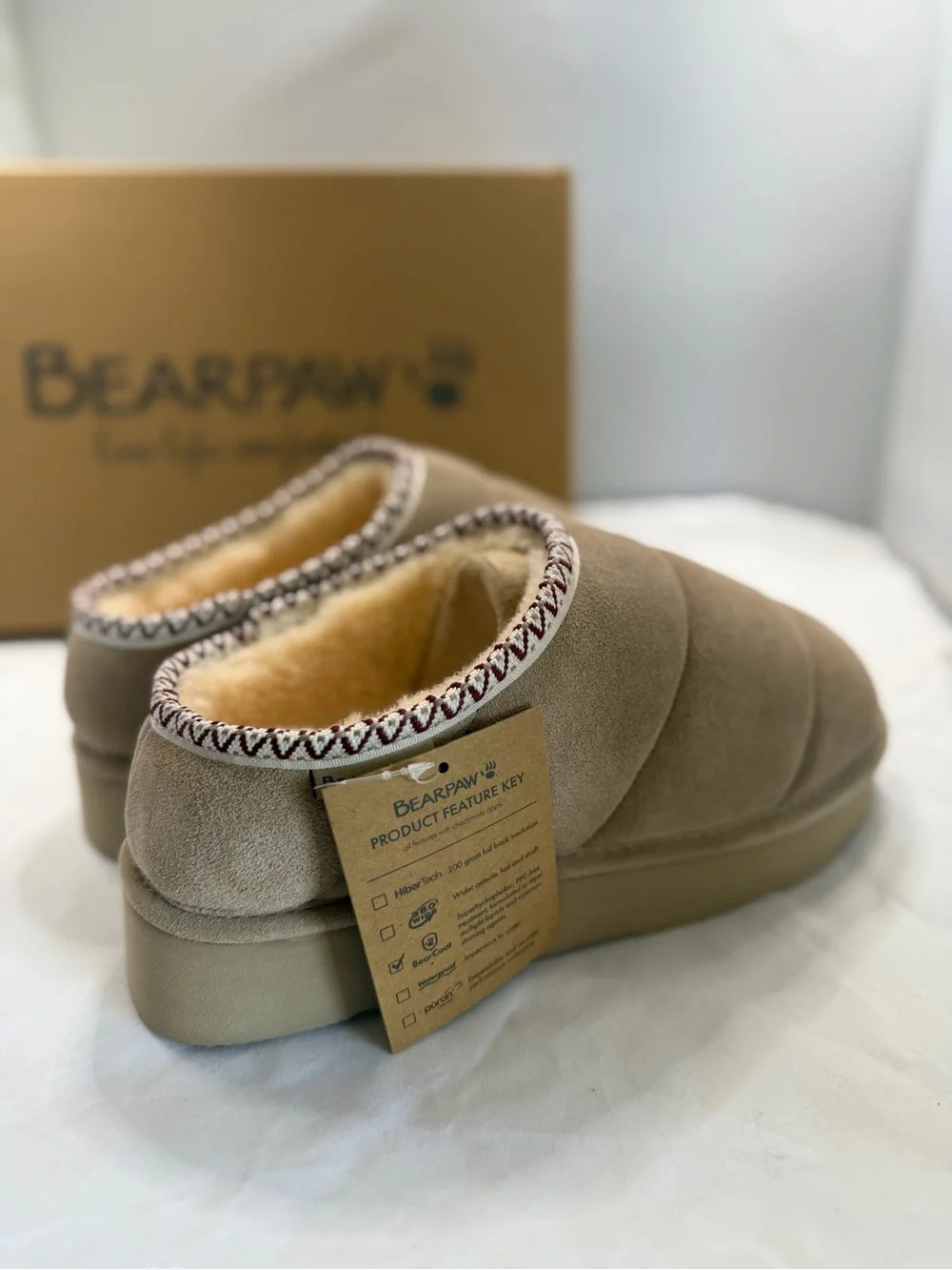 NWT BEARPAW BOOT slip on Quilted Martis Slipper Clogs Mushroom 11